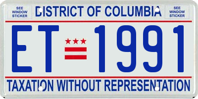 DC license plate ET1991
