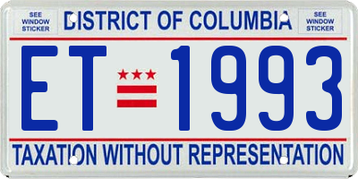 DC license plate ET1993