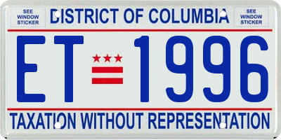 DC license plate ET1996
