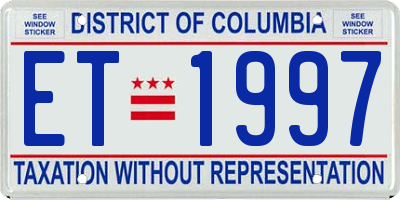 DC license plate ET1997