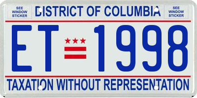 DC license plate ET1998
