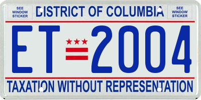 DC license plate ET2004