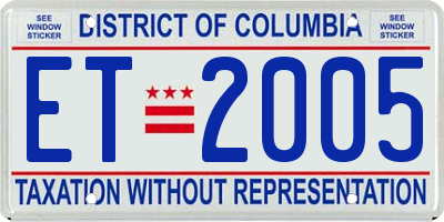 DC license plate ET2005