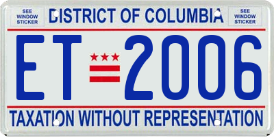 DC license plate ET2006