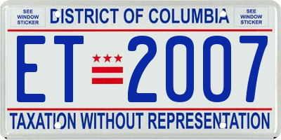 DC license plate ET2007