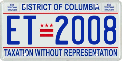 DC license plate ET2008