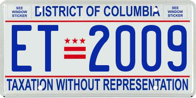 DC license plate ET2009