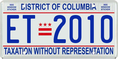 DC license plate ET2010