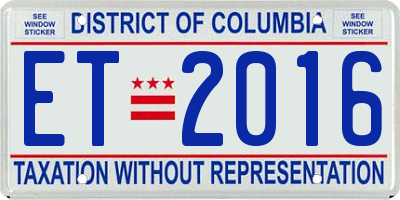 DC license plate ET2016