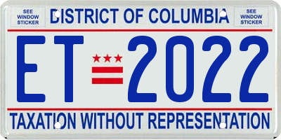DC license plate ET2022