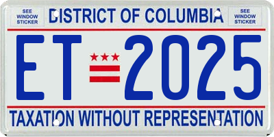 DC license plate ET2025