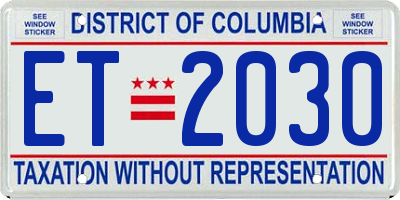 DC license plate ET2030