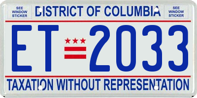 DC license plate ET2033