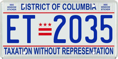 DC license plate ET2035