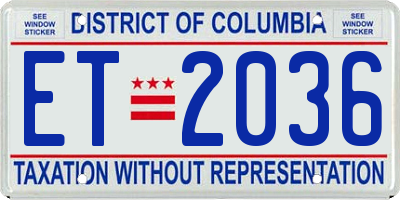 DC license plate ET2036