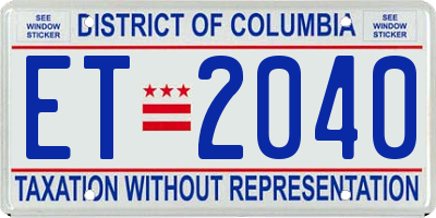 DC license plate ET2040