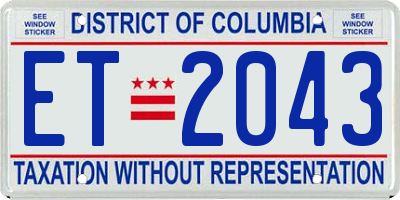 DC license plate ET2043