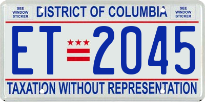 DC license plate ET2045
