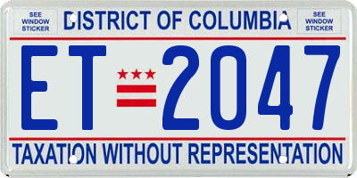DC license plate ET2047