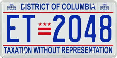 DC license plate ET2048