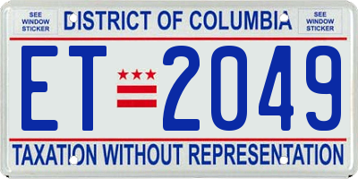 DC license plate ET2049