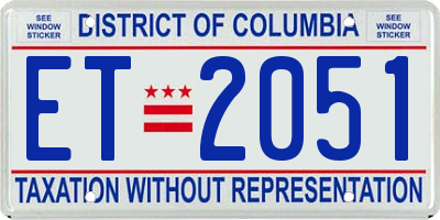 DC license plate ET2051