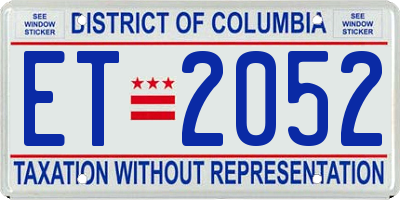 DC license plate ET2052