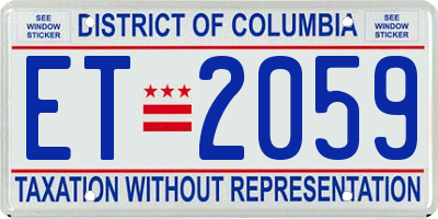 DC license plate ET2059