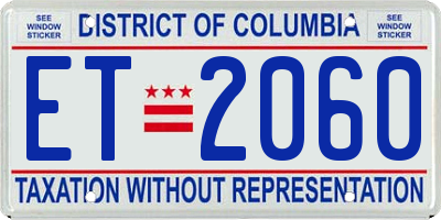 DC license plate ET2060