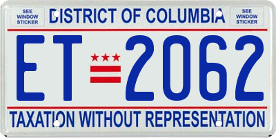 DC license plate ET2062
