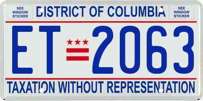 DC license plate ET2063