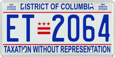 DC license plate ET2064