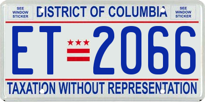 DC license plate ET2066