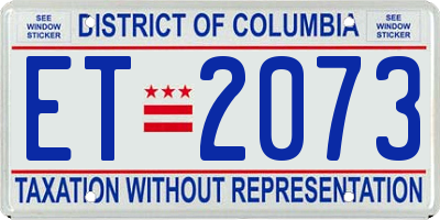 DC license plate ET2073