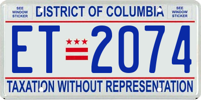 DC license plate ET2074