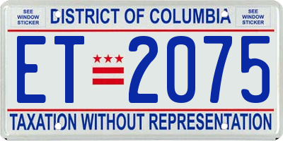 DC license plate ET2075