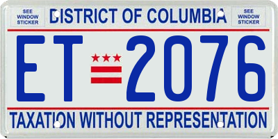 DC license plate ET2076