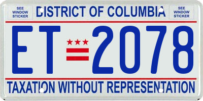 DC license plate ET2078