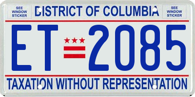 DC license plate ET2085