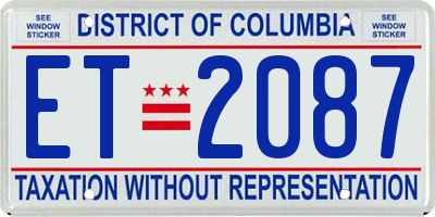 DC license plate ET2087