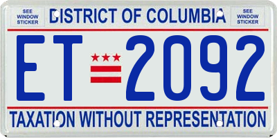 DC license plate ET2092