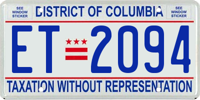 DC license plate ET2094