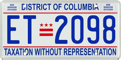 DC license plate ET2098