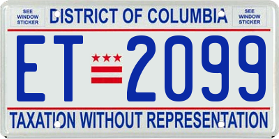 DC license plate ET2099