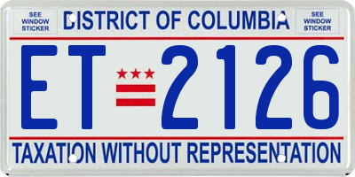 DC license plate ET2126