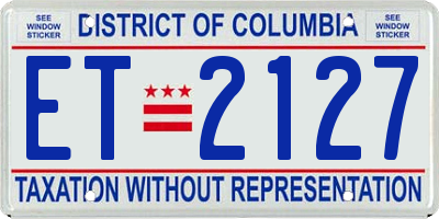 DC license plate ET2127