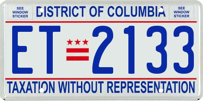 DC license plate ET2133