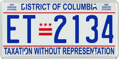 DC license plate ET2134