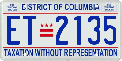 DC license plate ET2135