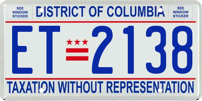 DC license plate ET2138